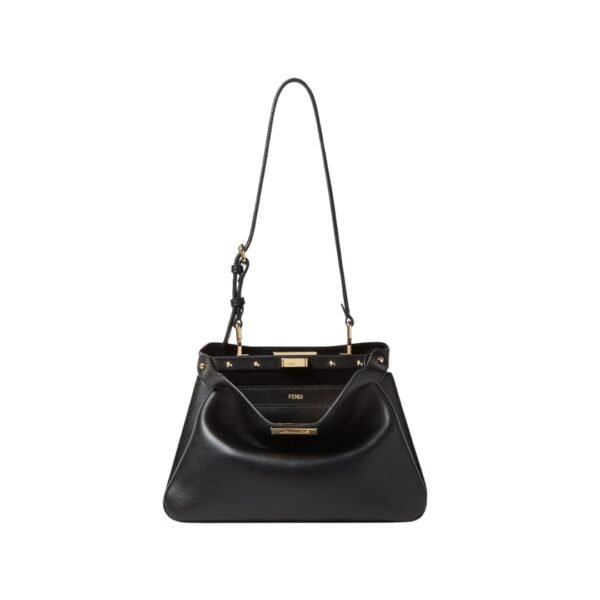 Tasche aus schwarzem Leder 19 cm - Image 2