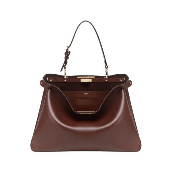 Dunkelbraune Ledertasche 28 cm - Image 2