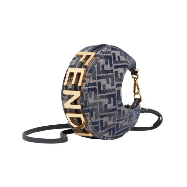 Mini Tasche aus blauer Chenille 13 cm - Image 2