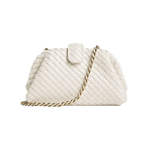 Lauren 1980 Clutch aus gepolstertem Intrecciato-Leder in Kreide 15 cm