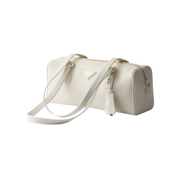 Mittelgroße Lederhandtasche mit Griff in Weiß 12.5 cm - Image 2