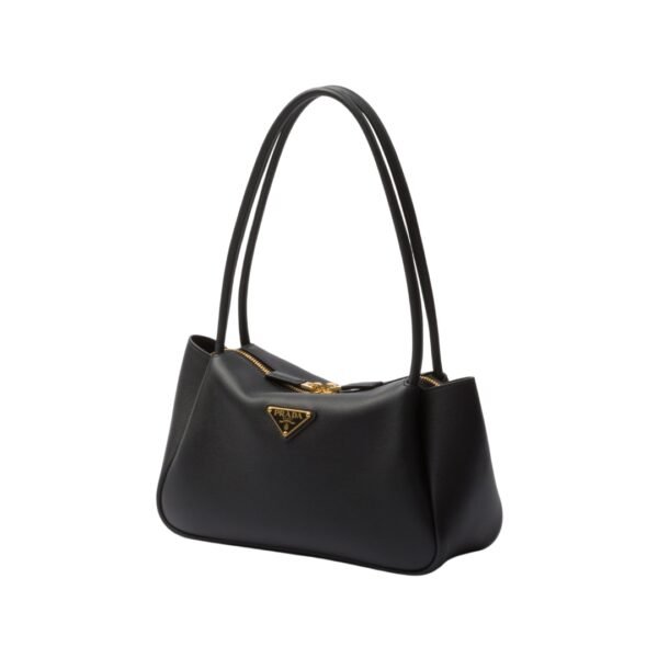 Mittelgroße Lederschultertasche in Schwarz 16 cm - Image 2