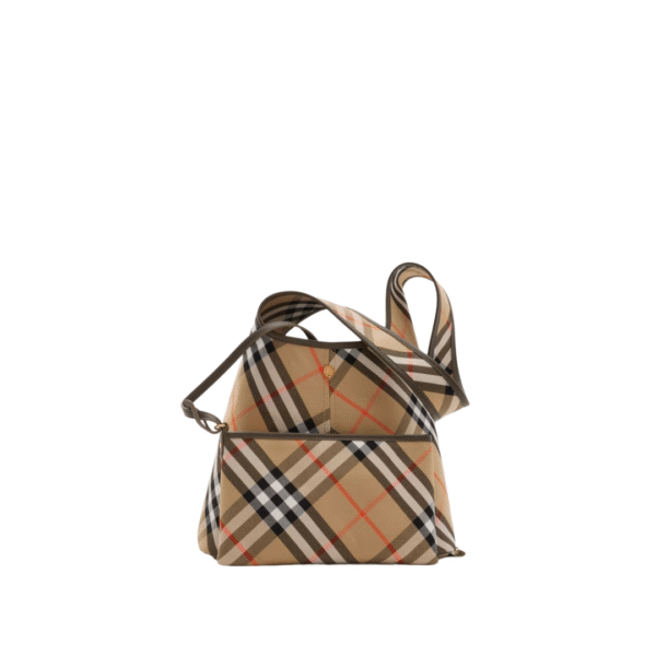 Kleine Karo Schultertasche in Sand 26 cm