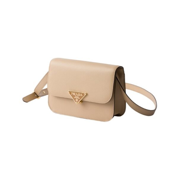 Leder-Schultertasche mit Überschlag in Sandbeige 15 cm - Image 2