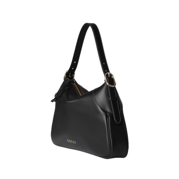GG Emblem Schultertasche Schwarzes Glattleder 37 cm - Image 2
