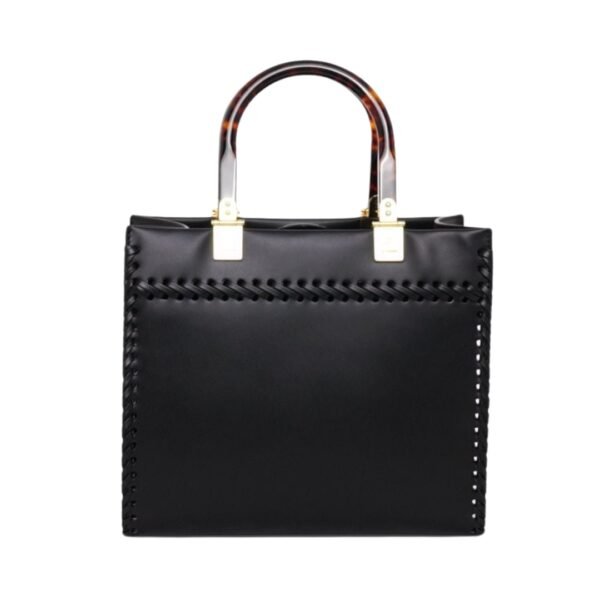 Schwarze Leder-Shoppingtasche 22 cm - Image 2