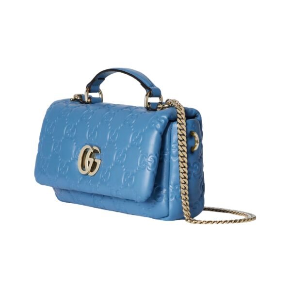 Blaue gesteppte GG-Leder-Tote-Tasche 21.1 cm - Image 2