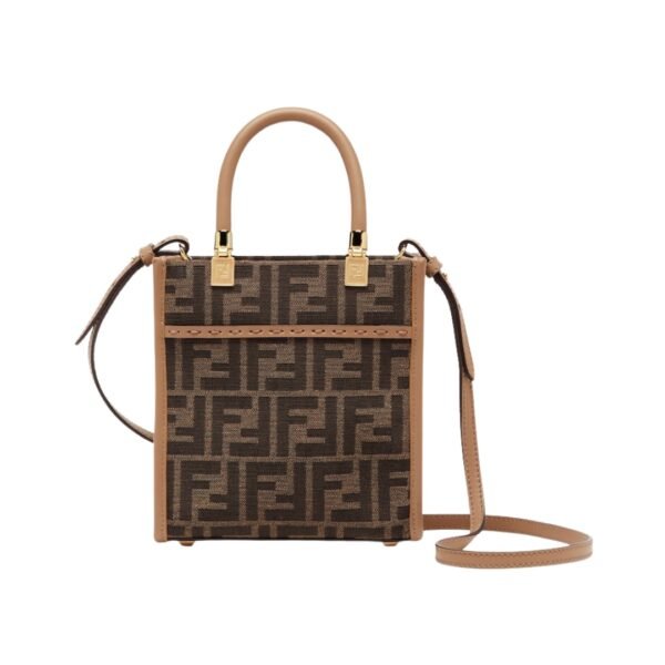 Mini Tasche aus braunem FF-Stoff 17.5 cm - Image 2