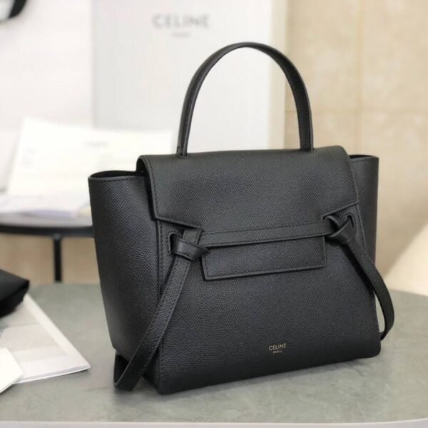Mini Gurteltasche aus Genarbtem Kalbsleder Schwarz 28 cm - Image 4