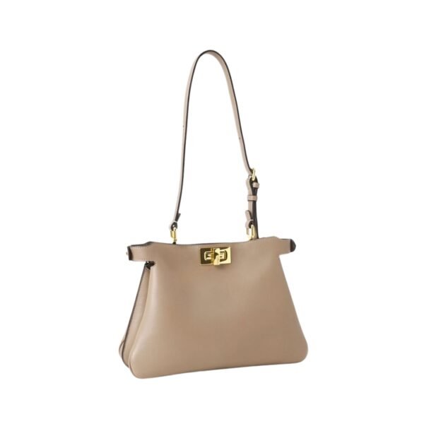 Tasche aus grauem Taupe-Leder 19 cm - Image 3