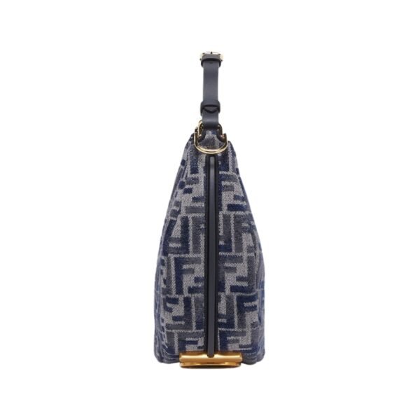 Ledertasche aus dunkelblauer FF-Chenille 24.5 cm - Image 3