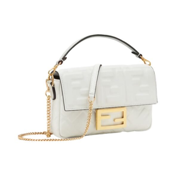 Weiße Nappaleder-Tasche mit FF-Muster 13 cm - Image 3