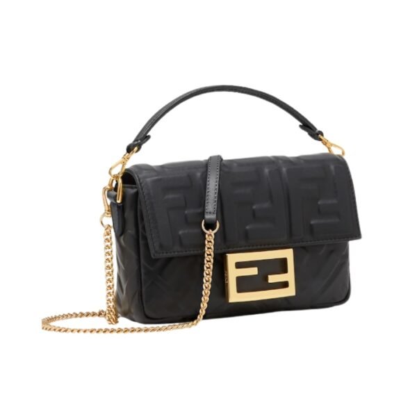 Schwarze Nappaleder-Tasche mit FF-Muster 13 cm - Image 4