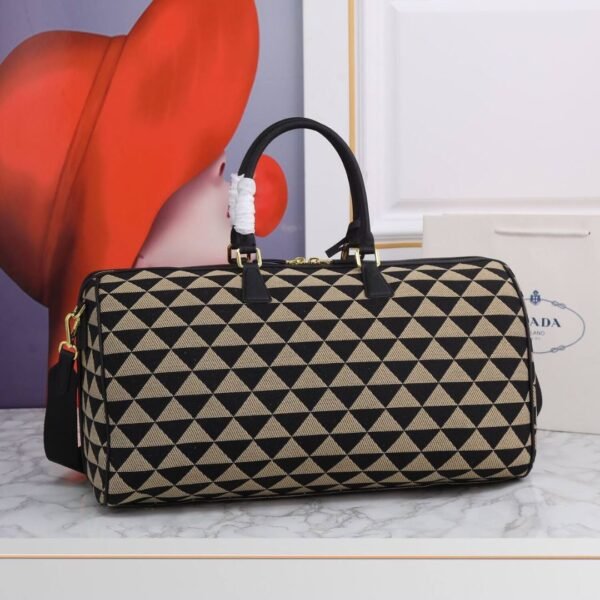 Symbole bestickte Stoff-Reisetasche Schwarz/Beige 50 cm - Image 4
