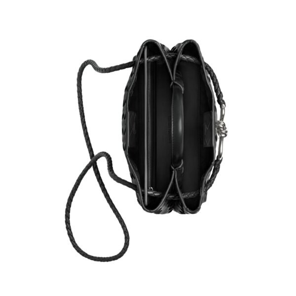Top-Griff-Tasche aus geschmeidigem Intrecciato-Leder in Schwarz 25 cm - Image 3