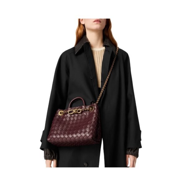 Top-Griff-Tasche aus geschmeidigem Intrecciato-Leder in Krappbraun 25 cm - Image 3
