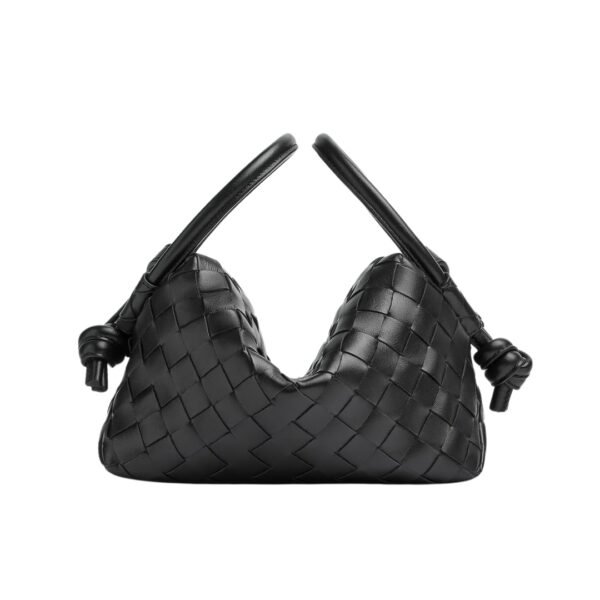 Crossbody-Tasche aus Intrecciato-Leder in Schwarz 12 cm