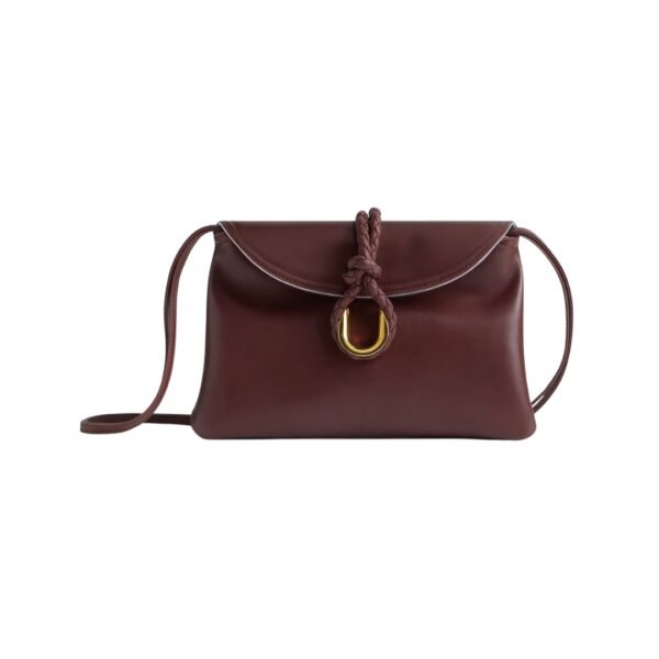 Crossbody-Tasche aus glattem Krappbraun 18.5 cm