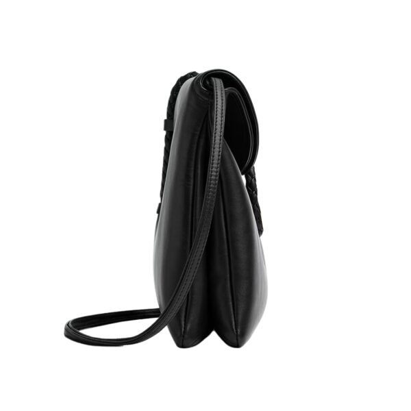 Crossbody-Tasche aus glattem Kalbsleder in Schwarz 23 cm - Image 3