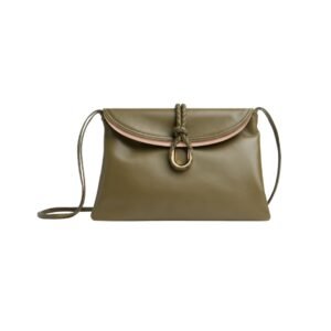 Crossbody-Tasche aus glattem Kalbsleder in Algen 23 cm