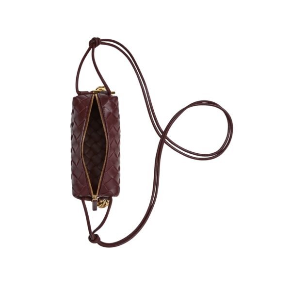 Crossbody-Tasche aus Intrecciato-Leder in Krappbraun 11 cm - Image 3