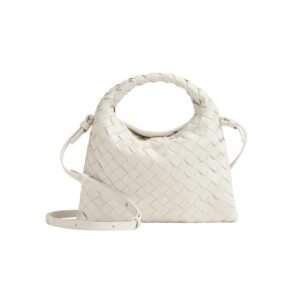 Crossbody-Tasche mit Intrecciato in Weiß 14.5 cm