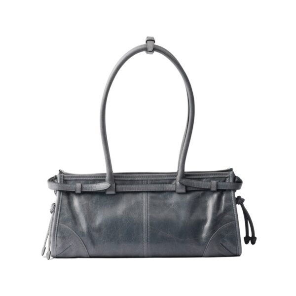 Mittelgroße Lederhandtasche in Blau 15.5 cm - Image 3