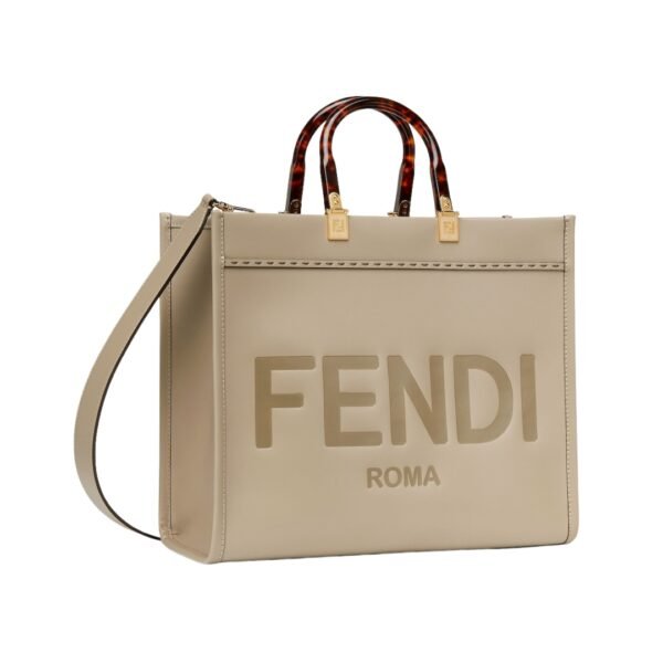 Taubengraue Leder-Shoppingtasche 31 cm - Image 3