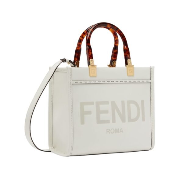 Weiße Leder-Shoppingtasche 22 cm - Image 3