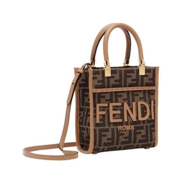 Mini Tasche aus braunem FF-Stoff 17.5 cm - Image 3