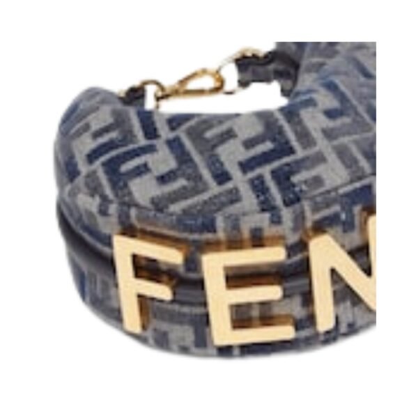 Mini Tasche aus blauer Chenille 13 cm - Image 4