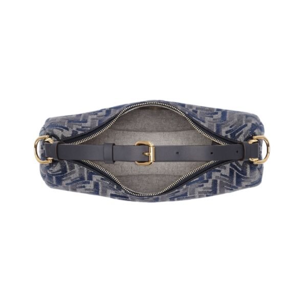 Ledertasche aus dunkelblauer FF-Chenille 24.5 cm - Image 4