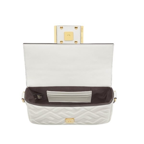 Weiße Nappaleder-Tasche mit FF-Muster 13 cm - Image 4