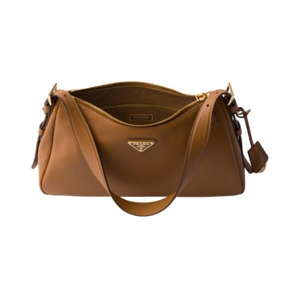 Mittelgroße Lederschultertasche in Karamell 18 cm - Image 4