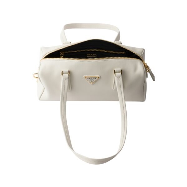 Mittelgroße Lederhandtasche mit Griff in Weiß 12.5 cm - Image 4