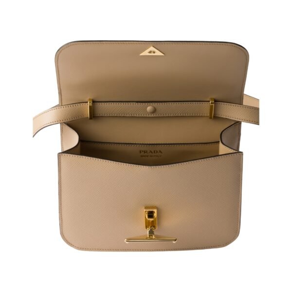 Leder-Schultertasche mit Überschlag in Sandbeige 15 cm - Image 4