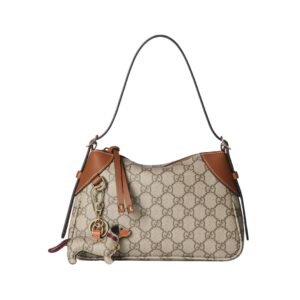 GG Emblem Schultertasche Dunkelbraun 24.5 cm