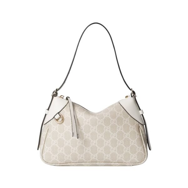 Emblem Schultertasche Beige und Weiß 24.5 cm - Image 4