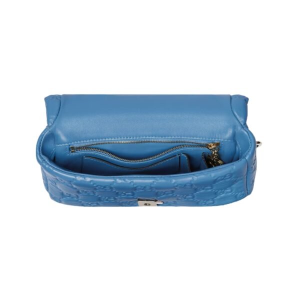 Blaue gesteppte GG-Leder-Tote-Tasche 21.1 cm - Image 4