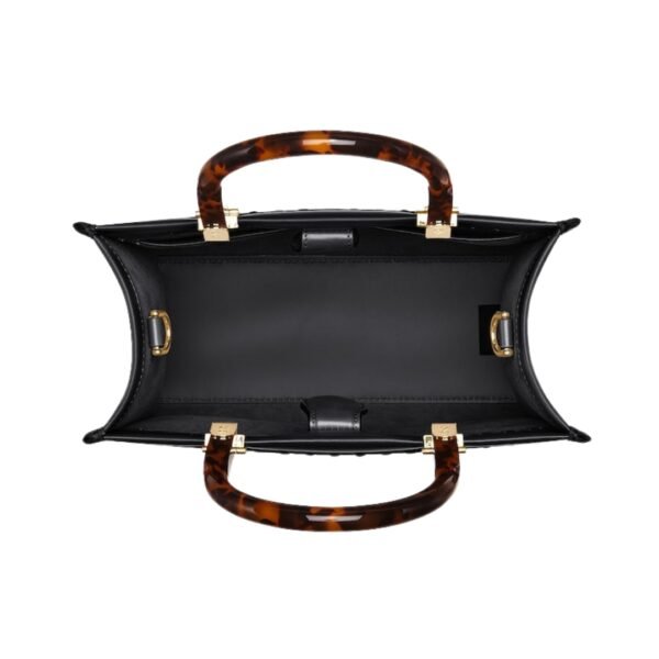 Schwarze Leder-Shoppingtasche 22 cm - Image 4