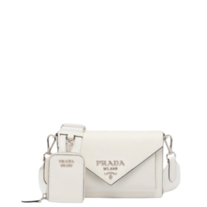 Saffiano-Leder-Kuvert-Tasche Weiß 20 cm