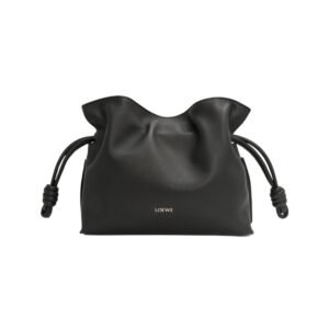 Mini Flamenco Clutch aus Nappaleder in Schwarz 18 cm