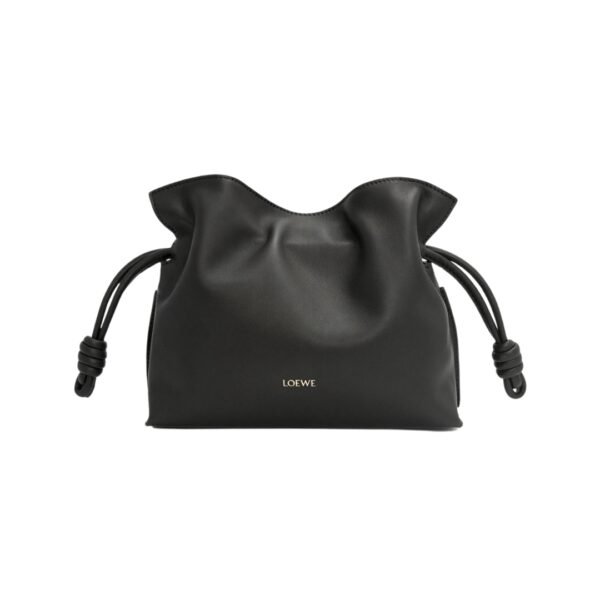 Mini Flamenco Clutch aus Nappaleder in Schwarz 18 cm