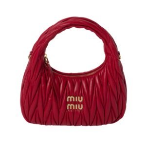 Matelassé-Nappa-Leder-Hobo Rot 20 cm
