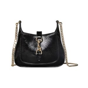 Jackie Notte Tasche aus schwarzem Lackleder 19.5 cm