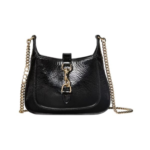 Jackie Notte Tasche aus schwarzem Lackleder 19.5 cm