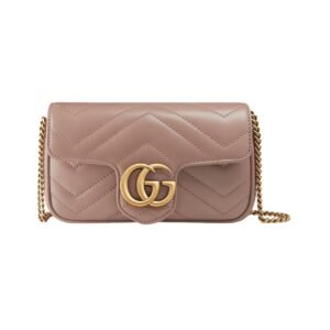 Zartrosa Matelassé-Leder Super-Mini-Tasche 21.1 cm