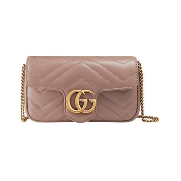 Zartrosa Matelassé-Leder Super-Mini-Tasche 21.1 cm