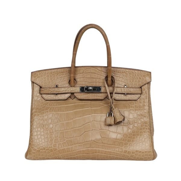 Poussière Matt Alligator mit Palladium-Beschlägen 35 cm