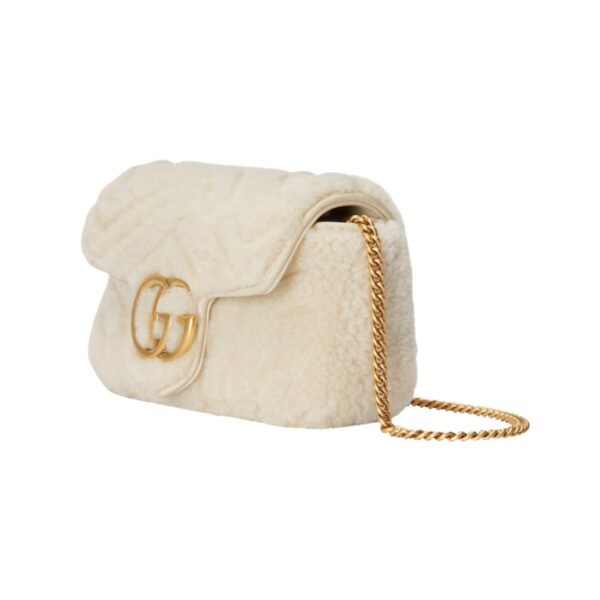 Weiße Super-Mini-Tasche aus Schaffell 16.5 cm - Image 2